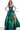 Floral print high slit green ballgown 02038