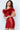 Feather neckline red short dress 06167