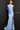 blue ruched waist evening dress 06998