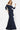 Navy embellished sleeves evening dress 08699