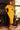 mustard ruffled neckline dress 23848