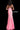 Bright pink embellished lace v neck dress 37334