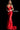 Red sleeveless fitted prom dress with train 60283
